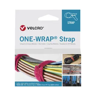 Velcro One-Wrap kabelbinder Losmaakbare kabelbinder Polypropyleen (Pp), Klittenband Wit 25 stuk(s)