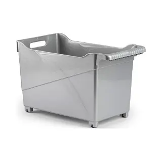 Plasticforte Opberg Trolley Container - Zilver - Op Wieltjes - L45 X B24 X H27 Cm - Kunststof - Opslag Box/bak