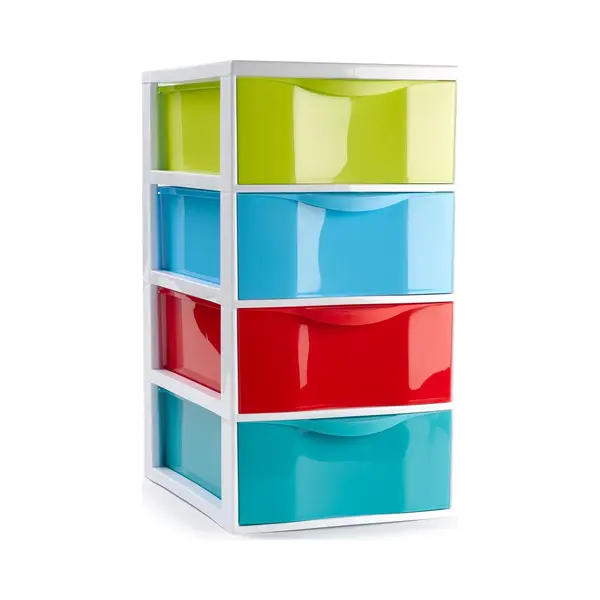 Plasticforte Ladeblokje/bureau Organizer Met 4x Lades - Multi Kleuren - L18 X B25 X H33 Cm thumbnail