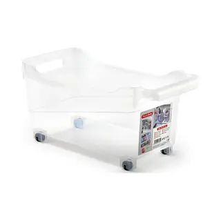 Plasticforte Opberg Trolley Container - Transparant - Op Wieltjes - L38 X B18 X H18 Cm - Kunststof - Opslag Box/bak - 12 Liter