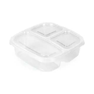 PlasticForte Vershoudbakje 3-vaks - 1ST - 1, 2L - Meal Prep - Herbruikbaar - Transparant - Vaatwasser Bestendig - Magnetron Bakjes