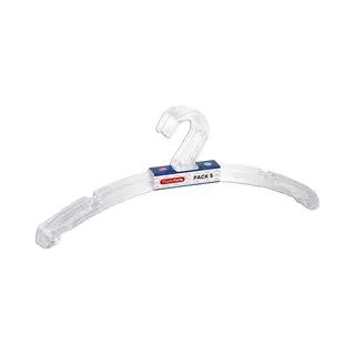 Plasticforte Kledinghangers - 5x - Transparant - Kunststof - 42 X 18 Cm - Kledingkast Opruimen - Vaste Haak