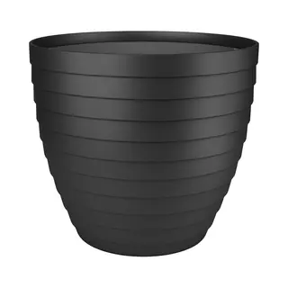 Juypal Hogar Bloempot/plantenpot Florenzia - Zwart - Kunststof - D25 X H22, 3 Cm - Voor Buiten/binnen