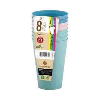 Juypal Hogar Juypal Drinkbekers - 8x - Pasteltinten - Kunststof - 450 Ml - Herbruikbaar - Bpa-vrij