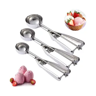 Koekjesschepset - 3-delige Koekjesschep Voor Bakken, Ijsschep, Fruitscheplepel, Set Van 3- Koekjesdeegschep - Gemaakt Van Roestvrij Staal (4 Cm +