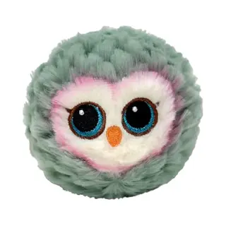 Ty Feathers Owl Bouncer Plush – Soft Fluffy Round Owl Stuffed Toy With Big Embroidered Eyes – Cute Mini Bird Plushie For Kids, Toddlers &