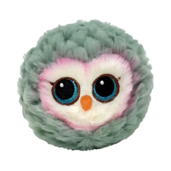 Ty Feathers Owl Bouncer Plush – Soft Fluffy Round Owl Stuffed Toy With Big Embroidered Eyes – Cute Mini Bird Plushie For Kids, Toddlers & thumbnail