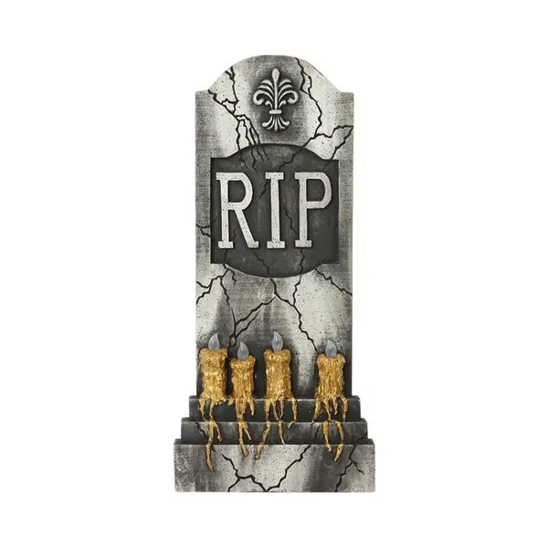 Atosa Horror Kerkhof Decoratie Grafsteen - Kaarsen Met Licht - 93 X 42 Cm - Halloween Feestdecoratie En Versiering thumbnail