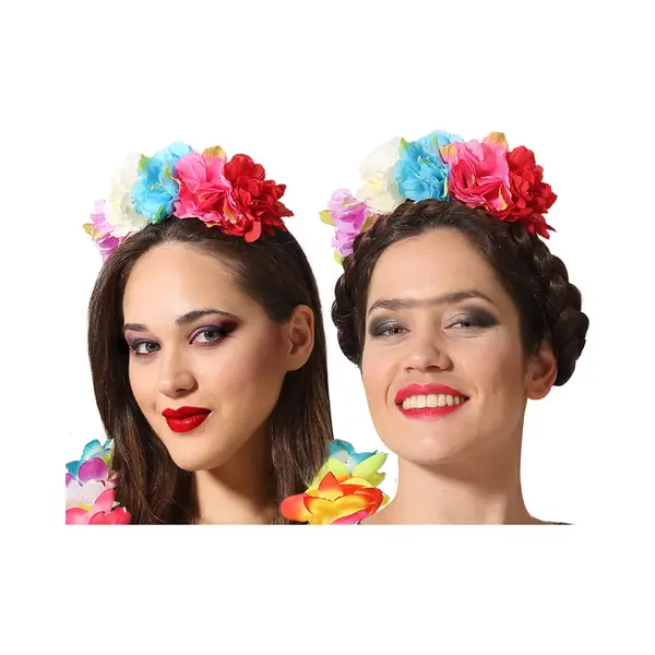 Atosa Verkleed Diadeem/tiara - Bloemen - Day Of The Dead - Hawaii Thema - Halloween/Carnaval thumbnail