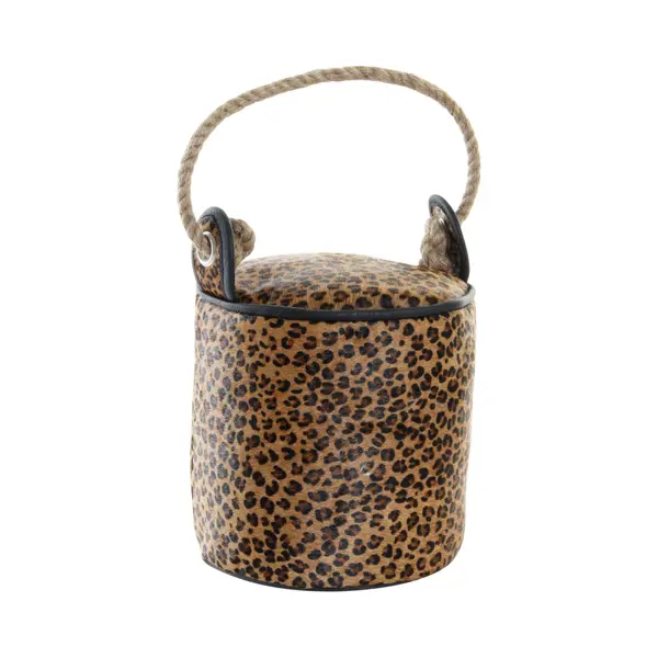 Item International Items Deurstopper Cilinder Met Touw - Luipaard Print - Leer - 19 Cm - Afrikaans - Tegen Klapperende Deuren thumbnail