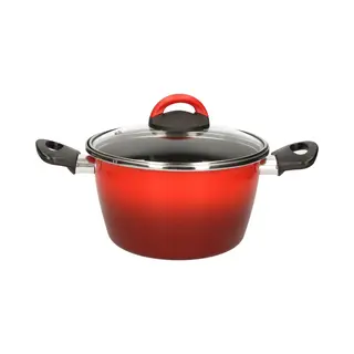 Magefesa Kookpan - Met Glazen Deksel - Rood - 20 Cm - 6 Liter - Rvs - Koken - Soeppan - Pannen Cuenca