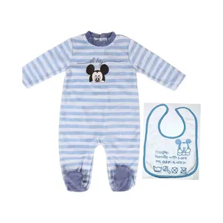 Disney Mickey Mouse Set - 2-delig - Boxpak + Slab - Velours - Blauw - Maat 68 (6 Maanden)