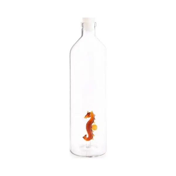 Balvi - Atlantis Seahorse Wasserflasche Aus Glas. Enthält Eine Seepferdchen-Figur. Mit Silikonverschl thumbnail