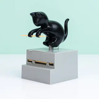Balvi Zahnstocherbehälter Frisky Farbe Schwarz Zahnstocherspender In Form Einer Neugierigen Katze Kun