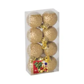 Gerimport Kerstballen - 8x - Goud - Kunststof - Glitters - D3 Cm