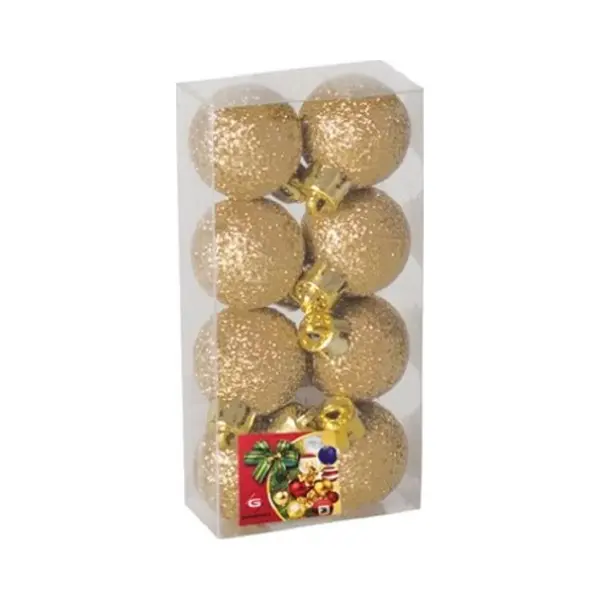 Gerimport Kerstballen - 8x - Goud - Kunststof - Glitters - D3 Cm thumbnail