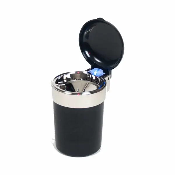 Gerimport Auto Asbak - Met Led Verlichting En Klepje - Zwart - 11 X 9 Cm thumbnail