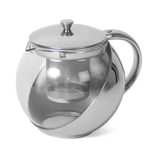 Gerimport Theepot - Glas En Rvs - Met Thee Filter/infuser - 1 Liter - Theekan - 16 X 12 X 15 Cm