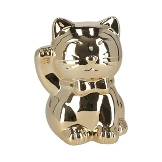 Gerimport Spaarpot Kat - Goudkleurig - Glanzend - Poes - 15, 5 Cm