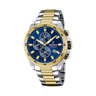 Festina Timeless Chrono - Heren Horloge - Goudkleurig & Zilverkleurig Met Band