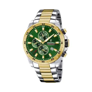 Festina Gold Pvd-Plated Chronograph Watch With Steel Bracelet F20562/3