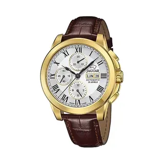 Jaguar Automatik Herrenuhr Leder Braun - Datum, Saphirglas, Wasserdicht 10 Atm - Elegant - J976/1