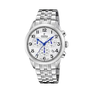 Festina Swiss Made Herrenuhr Analog Edelstahl 316L Silber - Quarz Chronograph, Datum - Saphirglas, Wasserdicht 10 Atm - F20040/1 Chrono