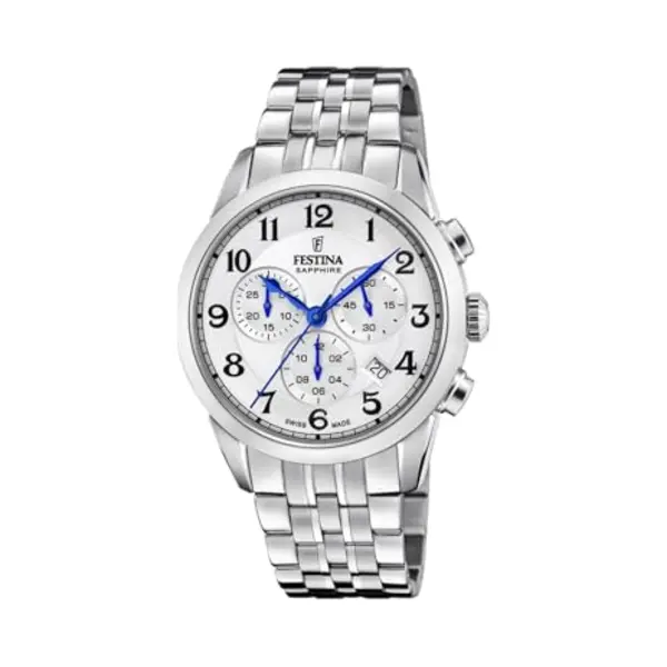 Festina Swiss Made Herrenuhr Analog Edelstahl 316L Silber - Quarz Chronograph, Datum - Saphirglas, Wasserdicht 10 Atm - F20040/1 Chrono thumbnail