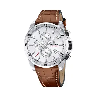 Festina Mens Stainless Steel Chronograph Watch With Leather Strap F20692/1