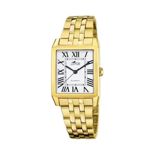 Lotus Damen Uhr Analog Edelstahl 316L Gold - Quarzwerk - Mineralglas Hochresistent - 5 Atm Wasserdicht 18986/3 - Square Series