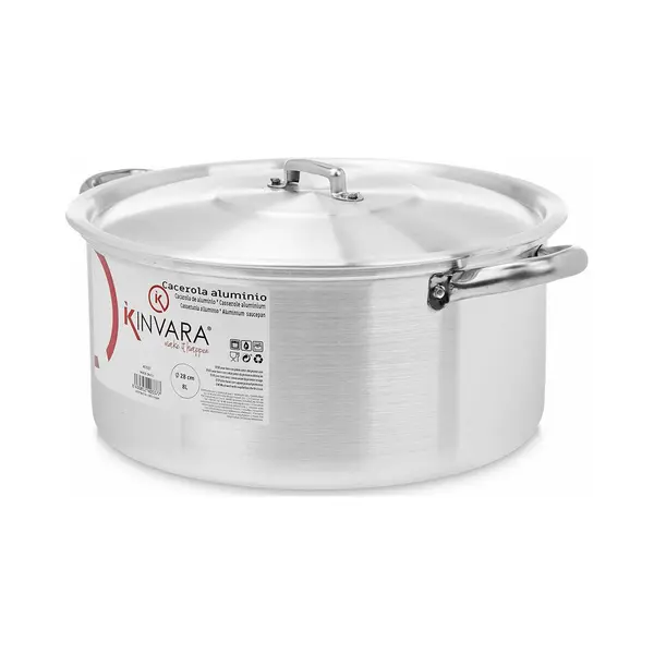 Kinvara Grote Kookpan/Soeppan Met Deksel - Aluminium - 8 Liter - Oven/gas - D30 X H16 Cm - Sauspan - Extra Groot thumbnail