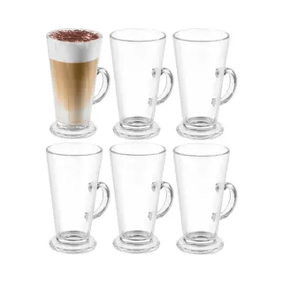 Vivalto Caffe Latte Macchiato/koffie Glazen Model Paris - Transparant Glas - 6x Stuks - 280 Ml
