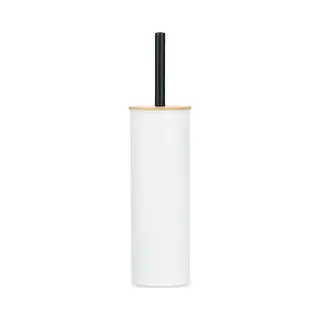 Berilo Alicante Toiletborstel In Houder / Wc-borstel - Rvs Metaal Met Bamboe - Wit - 38 Cm