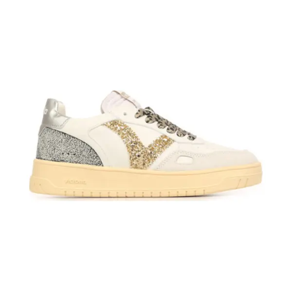 Weiß-goldene Damen-Sneaker Aus Leder-Look Victoria thumbnail