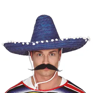 Fiestas Guirca Mexicaanse Sombrero Hoed Voor Heren - Carnaval/verkleed Accessoires - Blauw - Dia 50 Cm