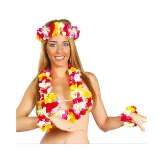 Fiestas Guirca Guirca Hawaii Krans/slinger Set - Tropische/zomerse Kleuren Mix - Hoofd/polsen/hals Slingers - Party Verkleed Accessoires