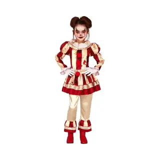 Fiestas Guirca | Striped Clown Child Fancy Dress (10-12 Years) - Dress, Trousers And Collar For Girls - Clown Costumes For Halloween And Themed