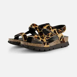 Panama Jack Selma Leopard Sandalen Bruin Leer - Maat 39
