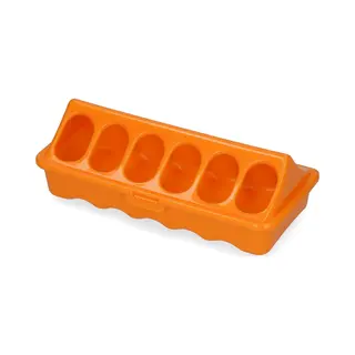 Gaun Pluimvee Voertrog - Kippenvoerbak - Voederbak Met 2 Gaten - Kunststof - 20x9x6 Cm - Oranje/Roze - Assorti