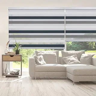 Storesdeco Premium Doppelrollo Mit Bohren 250H X 120B Cm FĂŒr Fenster & TĂŒren - ZuverlĂ€ssiger Licht- & Sichtschutz - Kindersichere Rollos FĂŒr