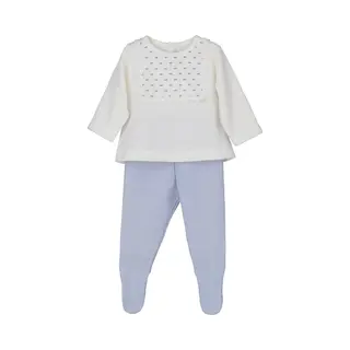Calamaro baby Calamaro - Newborn Baby Setje Met Gestipt Venster - Blauw/wit - Maat 50/56