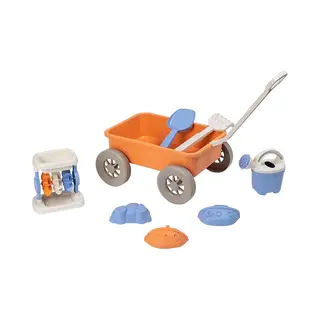 Eurekakids Bioplastic Strandwagen - Trekkar Met Accessoires - Eco Strandspeelgoed In Bolderkar - Vanaf 18 Maanden - 8 Delig
