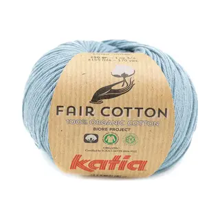 Katia Fair Cotton Fb. 41 Bleu Azur, Biobaumwolle Garn, Organische Baumwolle, Organic Cotton Garn, Bio Baumwolle Zum Stricken Oder Häkeln