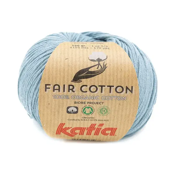 Katia Fair Cotton Fb. 41 Bleu Azur, Biobaumwolle Garn, Organische Baumwolle, Organic Cotton Garn, Bio Baumwolle Zum Stricken Oder Häkeln thumbnail