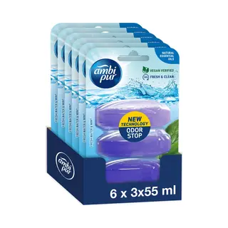 Ambi Pur Toiletblok Navulling Fris Water En Mint - 6 X 3 Stuk - Voordeelverpakking