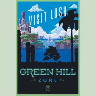 Grupo Erik Sonic The Hedgehog Poster Visit Lush Hill Zone - 91 X 61, 5 Cm - Opgerold Verzonden - Coole Posters - Kunstposter - Posters En Prints -