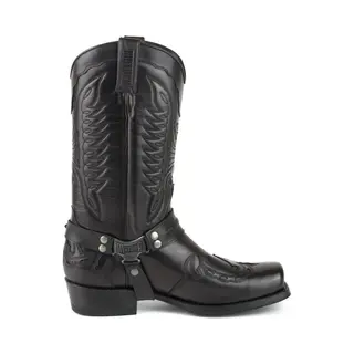 Mayura Boots Indian 2471 Zwart/ Cowboy Biker Laarzen Heren Vierkante Neus Platte Hak Afneembaar Spoor Echt Leer Maat Eu 46