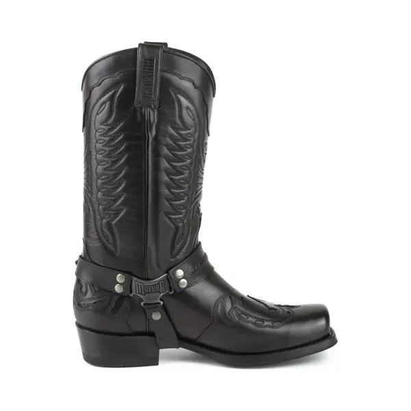 Mayura Boots Indian 2471 Zwart/ Cowboy Biker Laarzen Heren Vierkante Neus Platte Hak Afneembaar Spoor Echt Leer Maat Eu 46 thumbnail