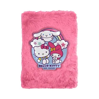 Kids Licensing - A5 Plush Notebook With Rules For Writing - Soft Children's Notebook By Hello Kitty & Friends For Girls, Ideal For Gift