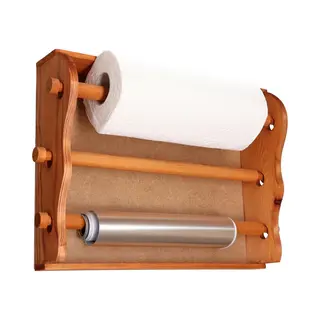 Cm Keukenrol Houder/folie Dispenser Wand - Mahonie Hout - 30 X 36 Cm - Keuken Organizer/rollenhouder
